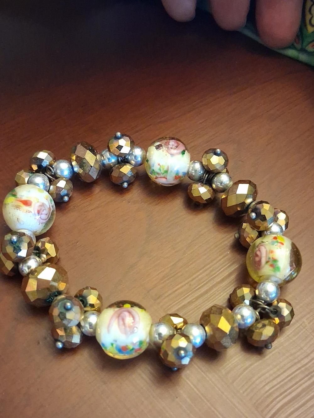 Hand-Painted Vintage Wedding Beads Bracelet Murano